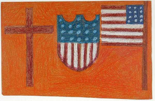 American Flag & Shield with Cross by Eddie Arning